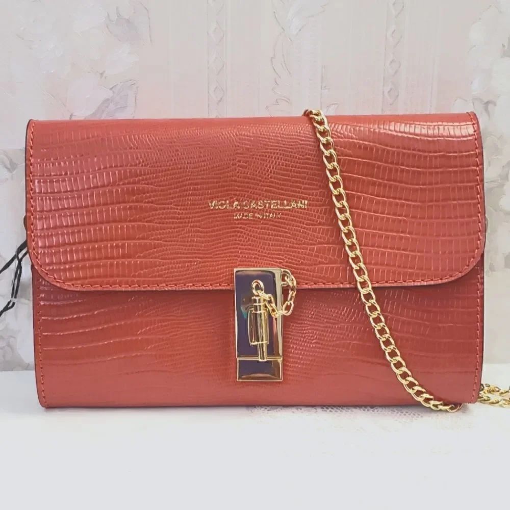 Viola Castellani Chain Crossbody Leather Bag NWT - Picture 4 of 5